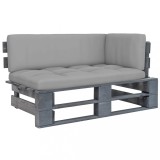 vidaXL Canapea colțar de grădină din paleți, lemn de pin gri tratat 3066555