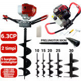 Cumpara ieftin Motoburghiu foreza pamant gheata 6.3CP + 5 burghie + prelungitor 50cm (BAVGD-6300+100 150 200 250 300+), Bavaria