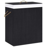 Cumpara ieftin Cos de rufe din bambus cu 2 sectiuni, negru, 100 L