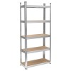 Raft Metalic de Depozitare cu 5 Polite din MDF, Dimensiuni 150x70x30 cm, Sarcina maxima de 750Kg, Rebel