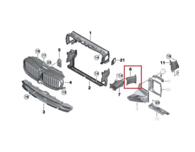 Deflector aer radiator Bmw Seria 5 (G30/G31), 05.2017-, Fata, partea Stanga, Aftermarket foto