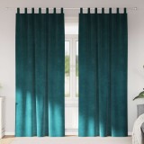 vidaXL Perdele opace 2 pcs Verde &icirc;nchis 140 x 245 cm Catifea 4107221
