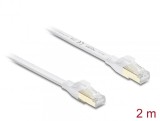 Cablu retea RJ45 Flat Cat.8.1 FTP 2m Alb, Delock 81026