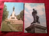2 Carti Postale Ilustrate - Statuile a 2 mari poeti : M.Eminescu - Iasi si Ovidiu - Constanta