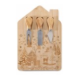 Set platou servire branzeturi lemn natur Craciun cm 20 x 30 H
