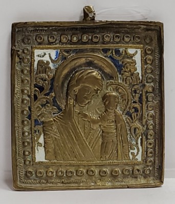 Maica Domnului cu Pruncul, Icoana din bronz, Atelier Rusesc, cca. 1900 foto