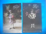 HOPCT 1836 COPII-ROMANTICA-FRANTA-LOT 2 CARTI POSTALE VECHI-CIRCULATE