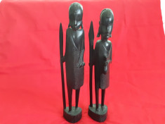 Sculptura in lemn Africa set doua statuete foto