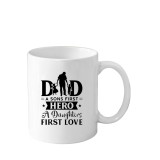 Cana din ceramica haioasa, pentru tata cu 2 copii, Super Dad, Hero, 330 ml, alba, Oem