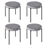 HOMCOM Set 4 Scaune pliante de masă cu șezut moale, aspect catifelat, scaun de bucătărie din catifea pentru bucătărie sufragerie din metal Gri 41,5 x