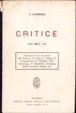 C3898N Critice de Eugen Lovinescu, volumul VIII, fără an, ediție interbelică