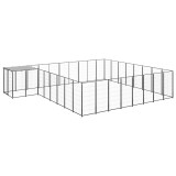 VidaXL Padoc pentru c&acirc;ini, negru, 20,57 m&sup2;, oțel