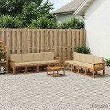 Cumpara ieftin Set de canapele de exterior 9 buc. 8-Locuri Natural si Bej