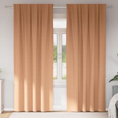 vidaXL Perdele cu perdele 2 pcs Maro deschis 225 x 140 cm Poliester foto