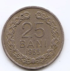 Romania 25 Bani 1955 - Cupru-nichel, 22 mm, KM-85.3