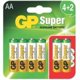 Baterie Super Alcalina AA (LR6) 1.5V alcalina, blister 6 buc, GP Batteries