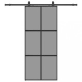 Cumpara ieftin Usa glisanta cu set feronerie neagra 90x205cm sticla securizata