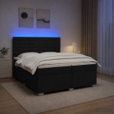 Cumpara ieftin Pat boxspring cu saltea Negru 200 x 200 cm Tesatura