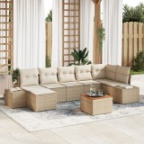 vidaXL Set de Sofa de Grădină cu 8 Piese cu Perne Bej din Ratan Polimeric Acacia
