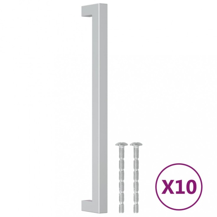 Manere de dulap, 10 buc., argintiu, 224 mm, otel inoxidabil