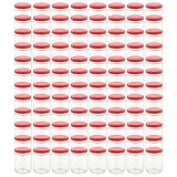 Borcane din sticla pentru gem, capace rosii, 96 buc., 230 ml