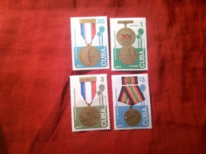 Serie CUBA 1977 - Medalii , 4 valori
