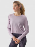 Tricou crop-top cu m&acirc;necă lungă de yoga cu adaos de modal pentru femei - mov, 4F Sportswear