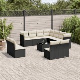 Gossi set canapele de gradina, 12 piese, cu perne, negru, poliratan