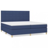 Cumpara ieftin Pat box spring cu saltea, albastru, 200x200 cm, textil