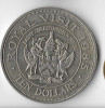 Moneda 10 dollars 1985 - St. Kitts &amp; Nevis, 38,61 mm, Australia si Oceania, Nichel