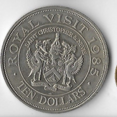 Moneda 10 dollars 1985 - St. Kitts & Nevis, 38,61 mm