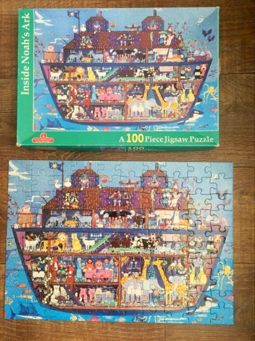 Puzzle Arca lui Noe, 100 piese, complet, international playthings, cutia 33x23cm