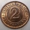 2.678 GERMANIA WEIMAR 2 REICHSPFENNIG 1936 D XF/AUNC