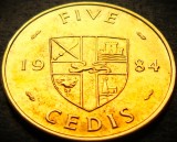 Moneda exotica FAO 5 CEDIS - GHANA, anul 1984 * cod 2087 = AN UNIC de BATERE