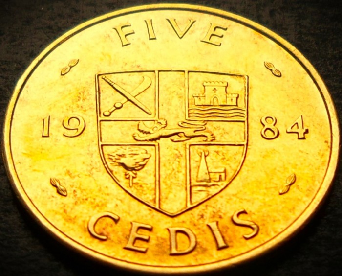 Moneda exotica FAO 5 CEDIS - GHANA, anul 1984 * cod 2087 = AN UNIC de BATERE