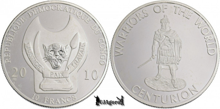 2010, 10 Francs - Warriors of the World - Centurion - Republica Democrată Congo