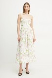 Bardot rochie culoarea alb, midi, evazată, 58164DB3
