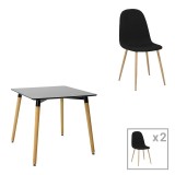 Cumpara ieftin Set dining Natali-Bella, Pako World, 3 piese, MDF, Negru-Natural, 80x80x76 cm