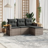 Gossi set canapea de gradina cu perne, 4 piese, gri, poliratan