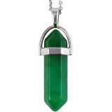 Pandantiv Jad verde, piatra armoniei, cristal natural hexagonal 34 mm dublu v&acirc;rf