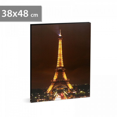 Tablou decorativ cu LED - &amp;bdquo;Turnul Eiffel&amp;rdquo; - 2 x AA, 38 x 48 cm foto