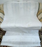 Cearceaf Vintage cu broderie manuala florala pe o latura scurta- 1 pers.