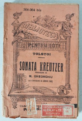 T- Tolstoi - Somata Kreutzer, Biblioteca pentru toti, anii 20 foto