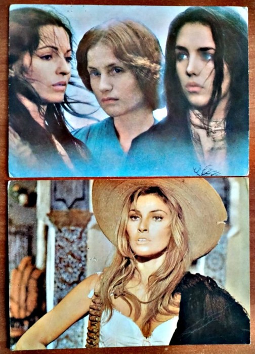Carte postala actori straini : Raquel Welch sex simbol american, Isabelle Adjani alaturi de Marie France Pissier, Isabelle Huppert Casa Filmului ACIN
