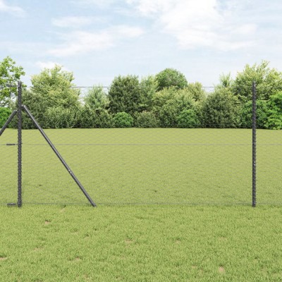 Gard hexagonal Gossi gri 1.4x10 m otel, stalpi gard Gossi 7 buc gri &amp;Oslash;32 mm 190 cm otel zincat foto
