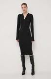 La Mania rochie culoarea negru, midi, mulată
