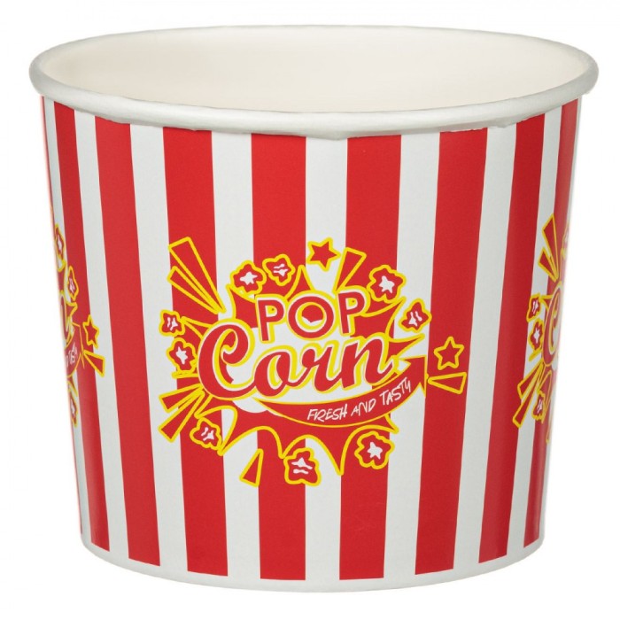 Cutie Popcorn Carton, 1850ml, Dungi Roșii și Albe