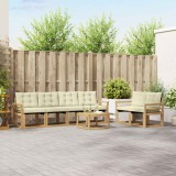 vidaXL Set Canapele Exterior Lemn Acacia Alb Crem cu Perne 7 Piese Mobila Gradina