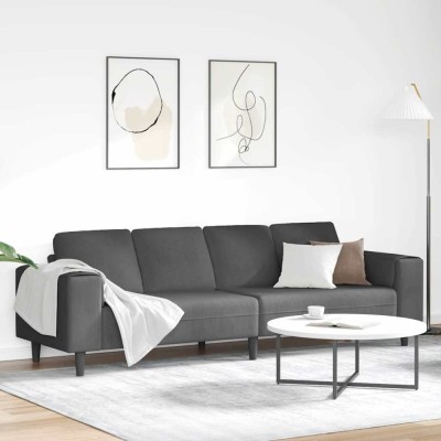 vidaXL Sofa din material textil Gri &amp;icirc;nchis Țesătură de catifea 3335101 foto