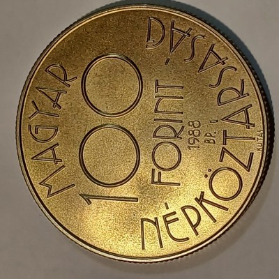 Moneda comemorativa 100 forinti Ungaria 1988 foto